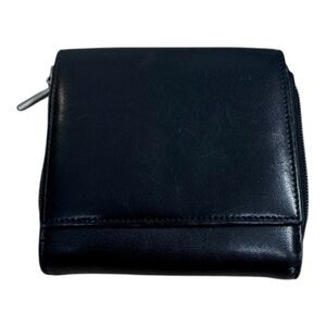 Sabina New York Black Leather Trifold Wallet - 3.5” x 3.5”